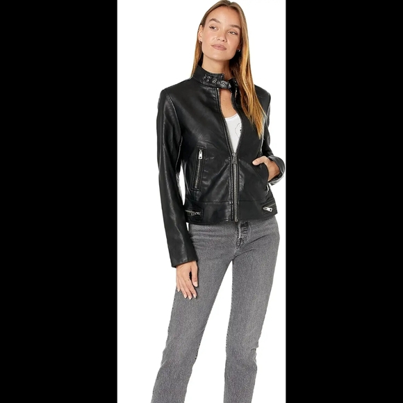 Levi's NWOT black faux leather jacket - Picture 1 of 9